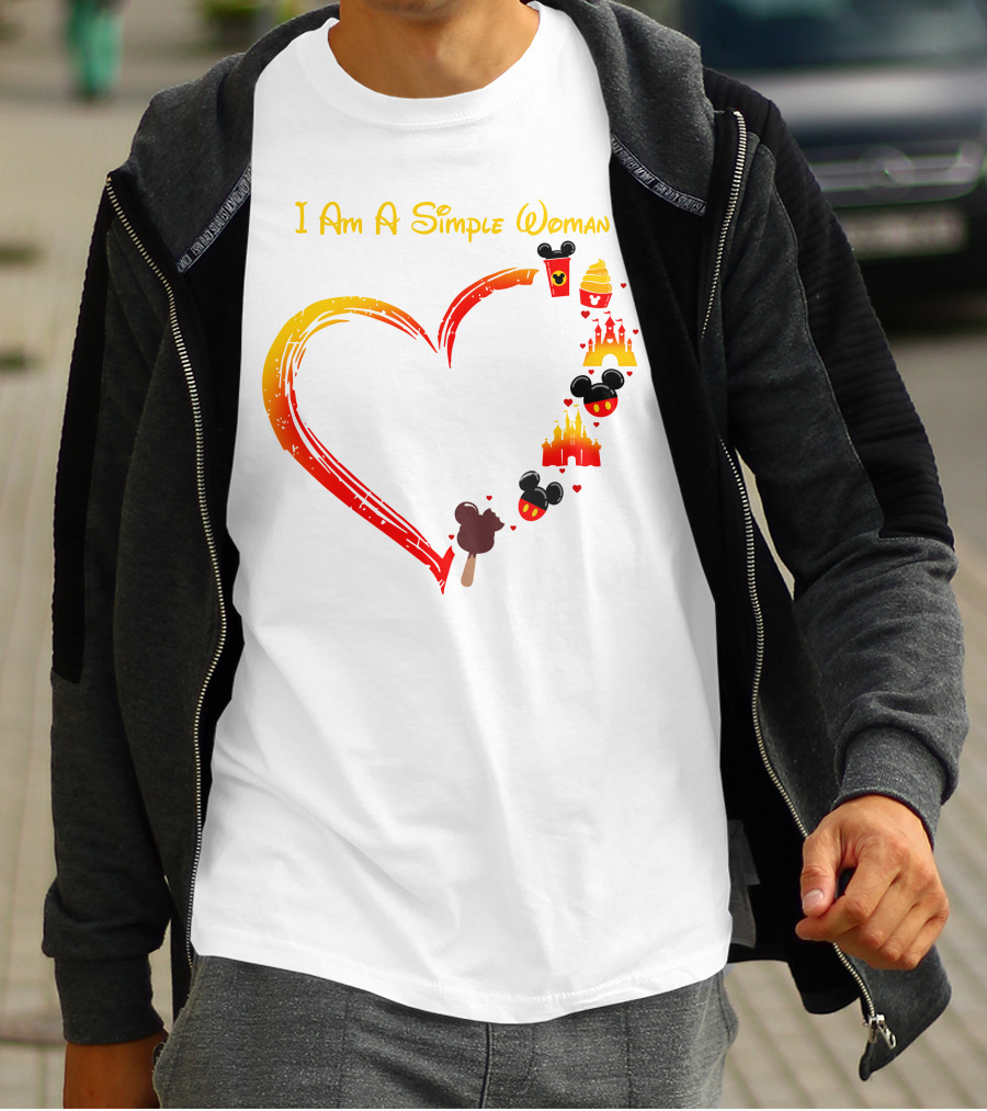 I Am A Simple Woman Heart Mickey Mouse Ice Cream Castle Icons T-Shirt