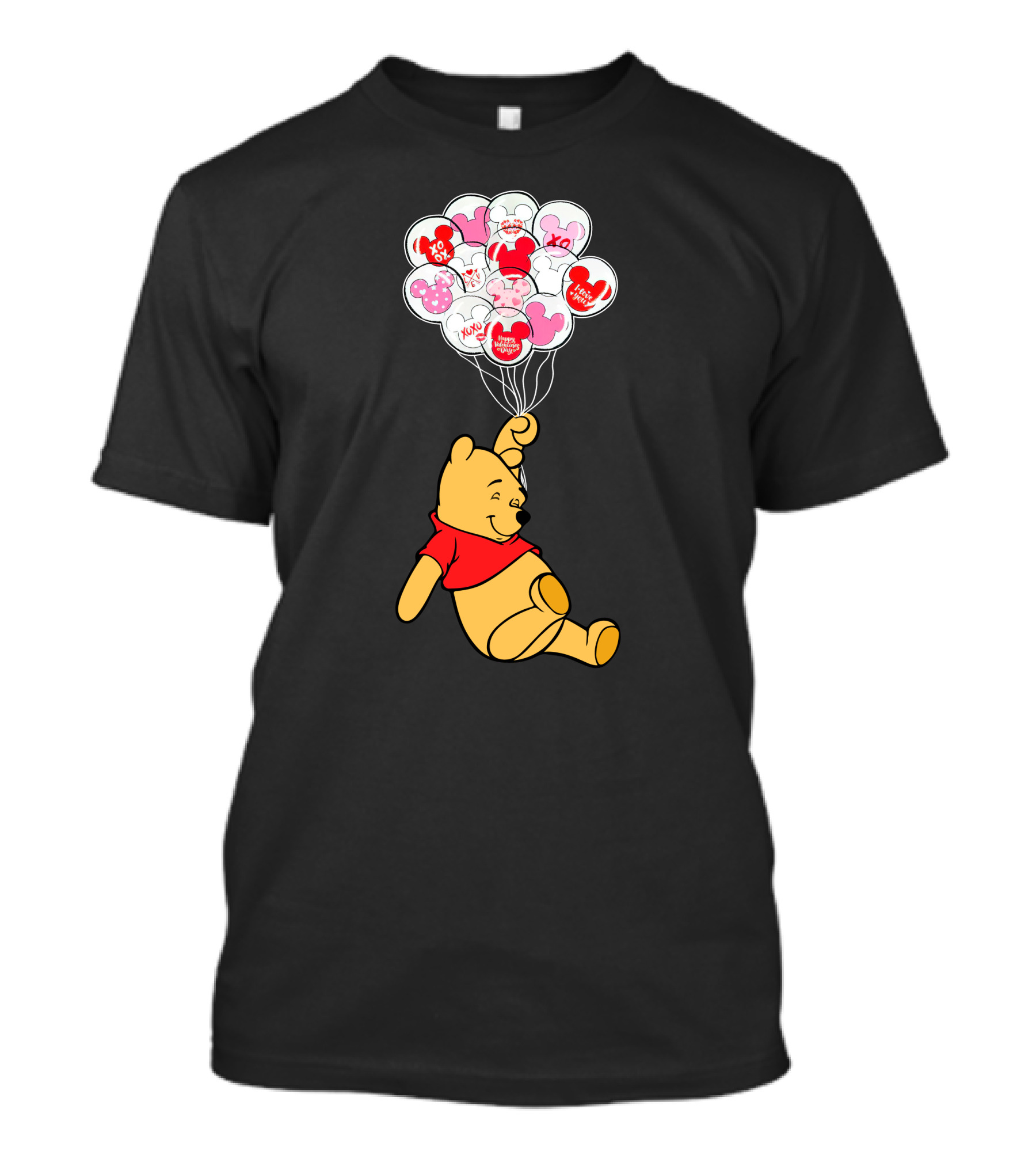 Winnie The Pooh Balloons With Mickey Ears And Sweet Messages T-Shirt