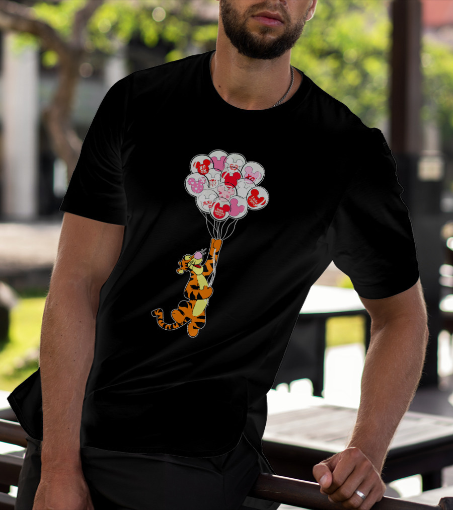 Tigger Flying With Mickey Balloons Valentine's Day Xo Hunny Disney T-Shirt