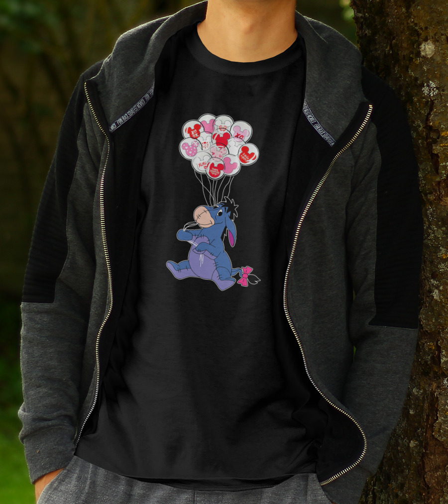 Eeyore Holding Valentine's Day Mickey Balloons T-Shirt