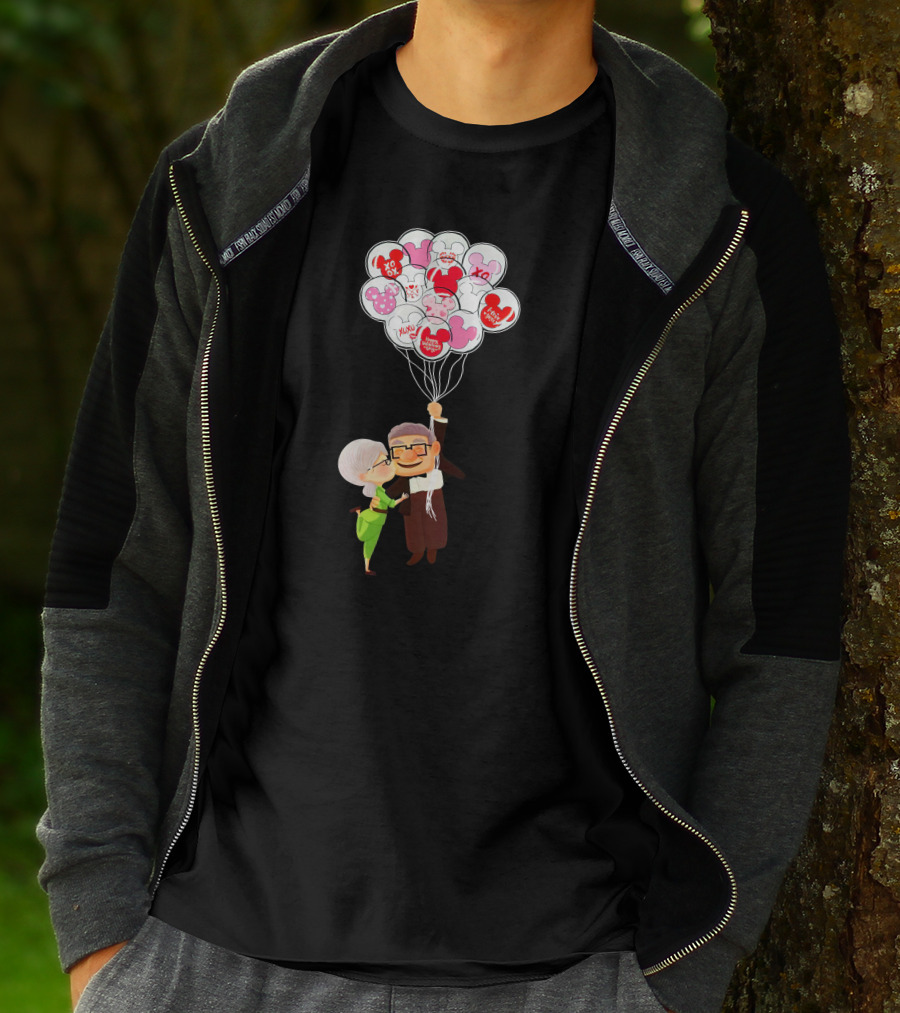 Carl And Ellie Up Balloons Love Adventure Minnie Mickey Mouse T-Shirt