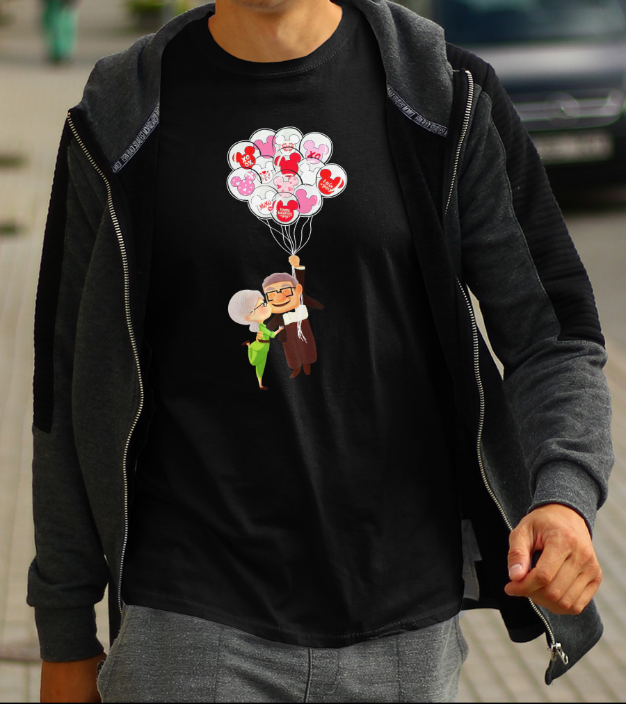 Carl And Ellie Up Balloons Love Adventure Minnie Mickey Mouse T-Shirt