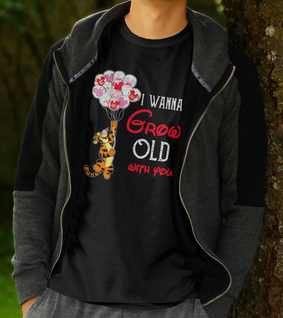 I Wanna Grow Old With You Tigger Balloons Hearts Xo T-Shirt