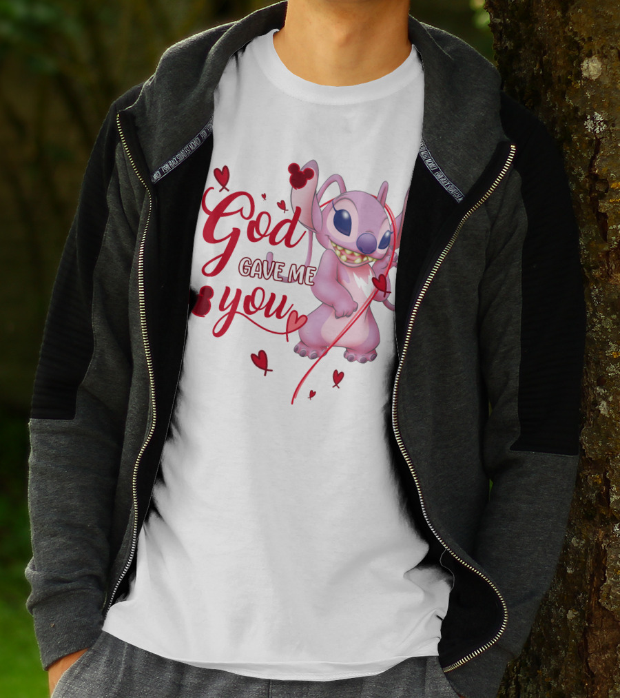 God Gave Me You Stitch And Hearts T-Shirt