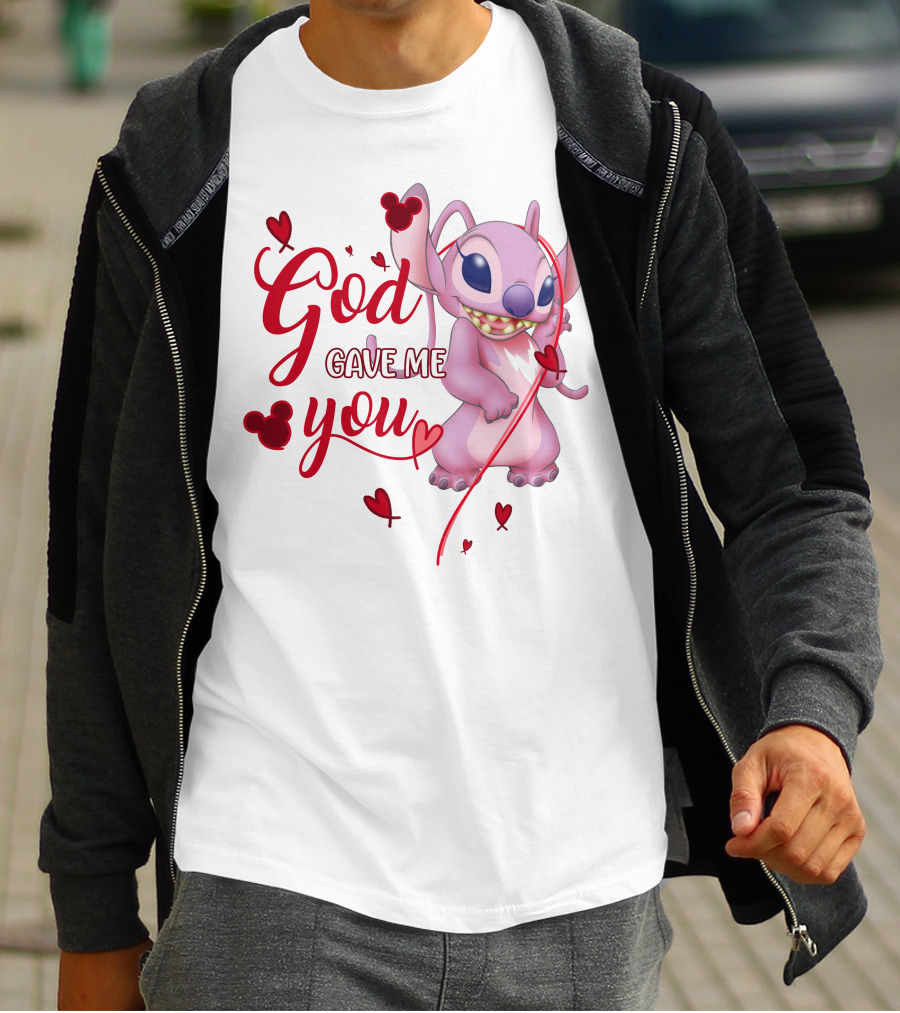 God Gave Me You Stitch And Hearts T-Shirt