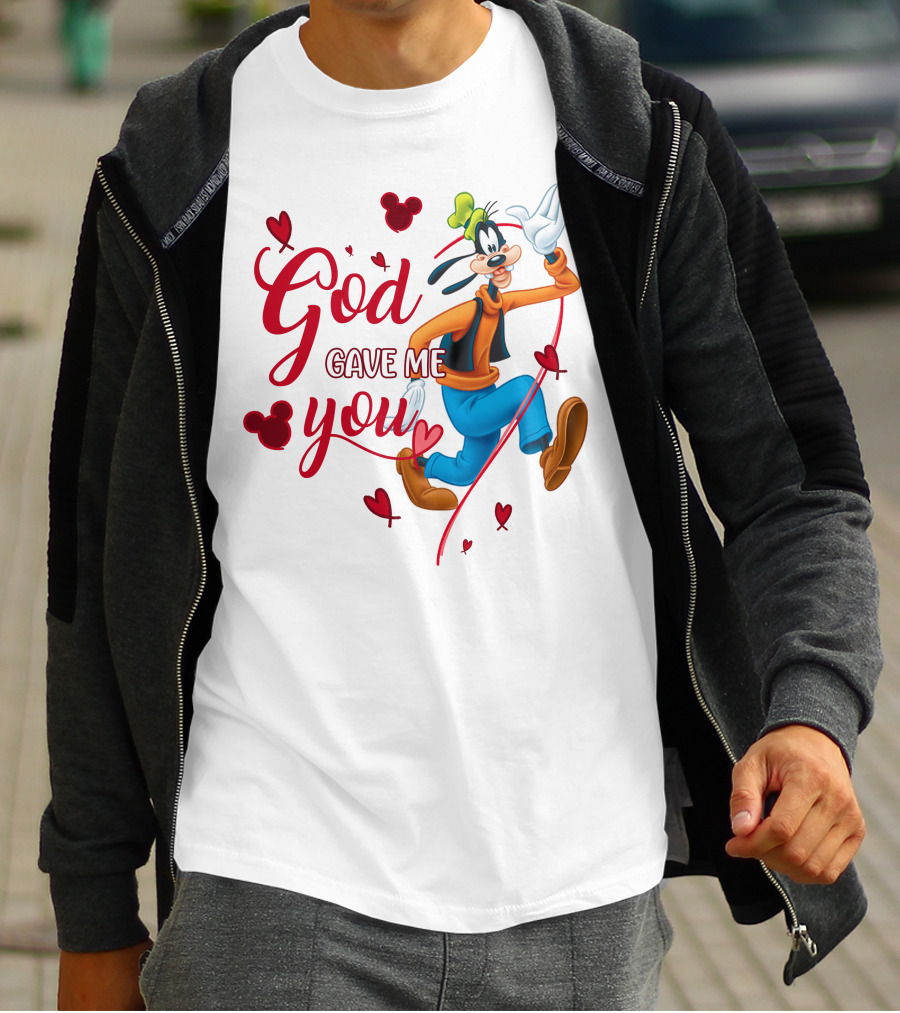 God Gave Me You Goofy Character Hearts Icons T-Shirt