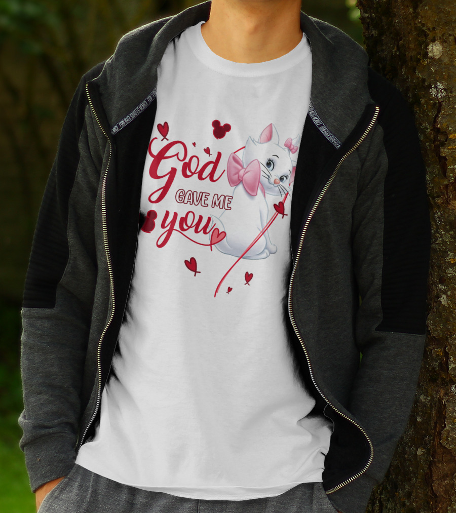 Marie Cat God Gave Me You Disney Hearts Bows T-Shirt
