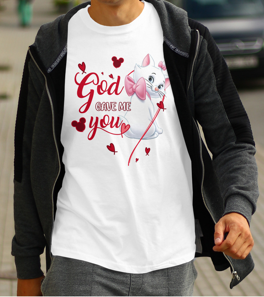 Marie Cat God Gave Me You Disney Hearts Bows T-Shirt