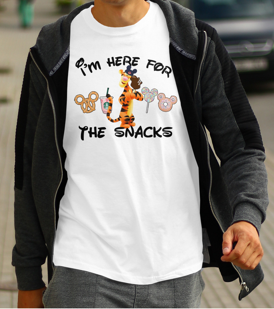 I'm Here For The Snacks Tigger Pretzel Starbucks Lollipop Donut T-Shirt