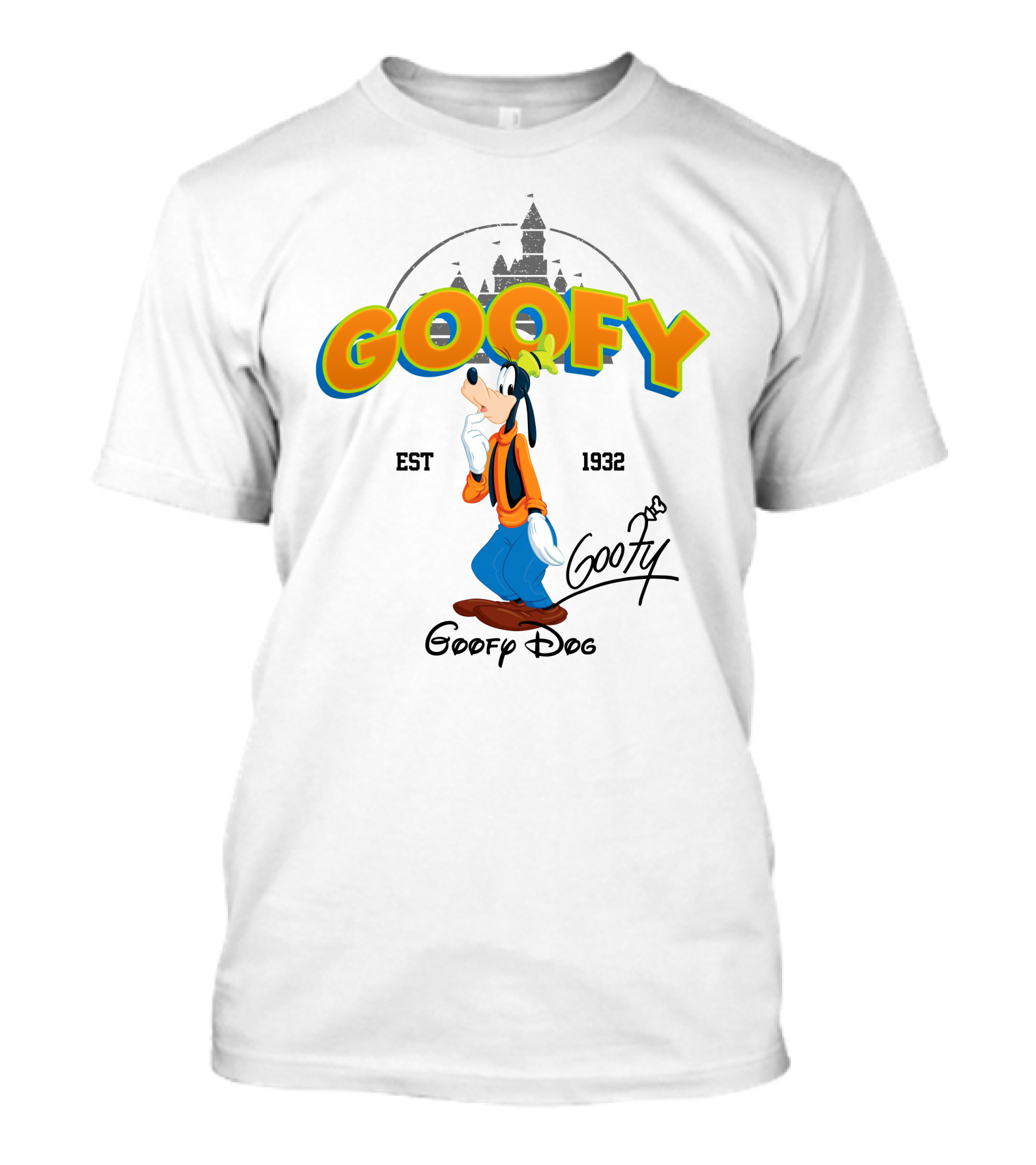 Goofy Est 1932 Disney Goofy Dog Castle Backdrop T-Shirt