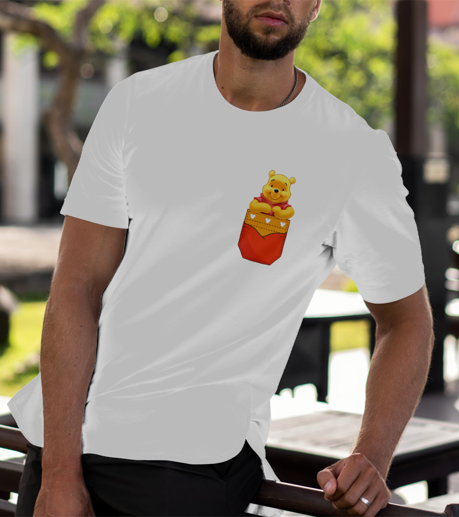 Winnie The Pooh In Red Pocket T-Shirt