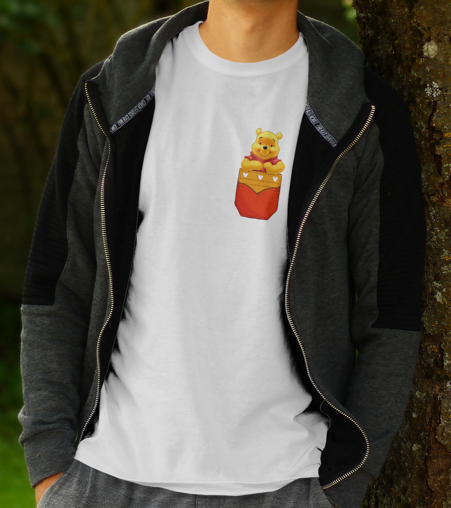Winnie The Pooh In Red Pocket T-Shirt