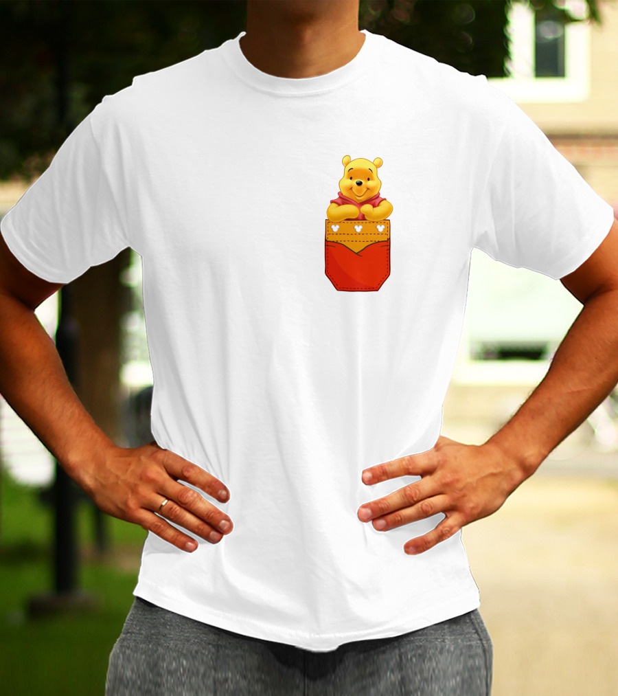 Winnie The Pooh In Red Pocket T-Shirt