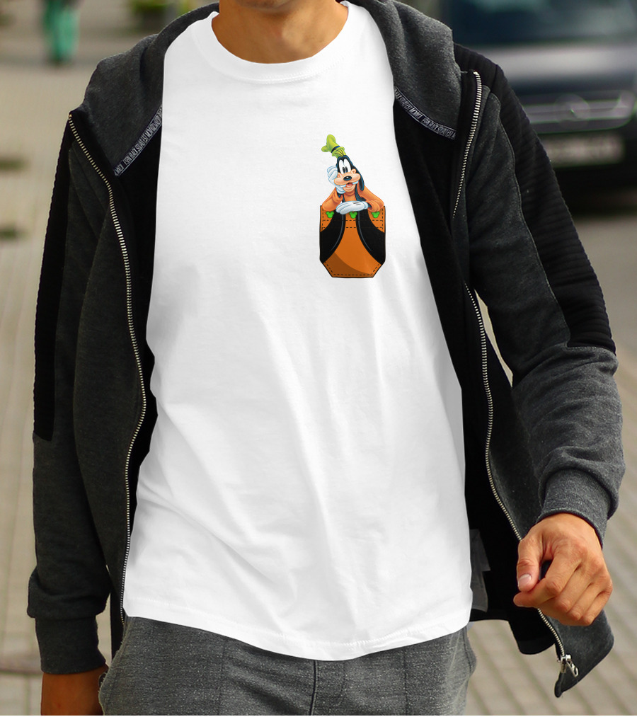 Goofy Disney Character In Pocket Style T-Shirt