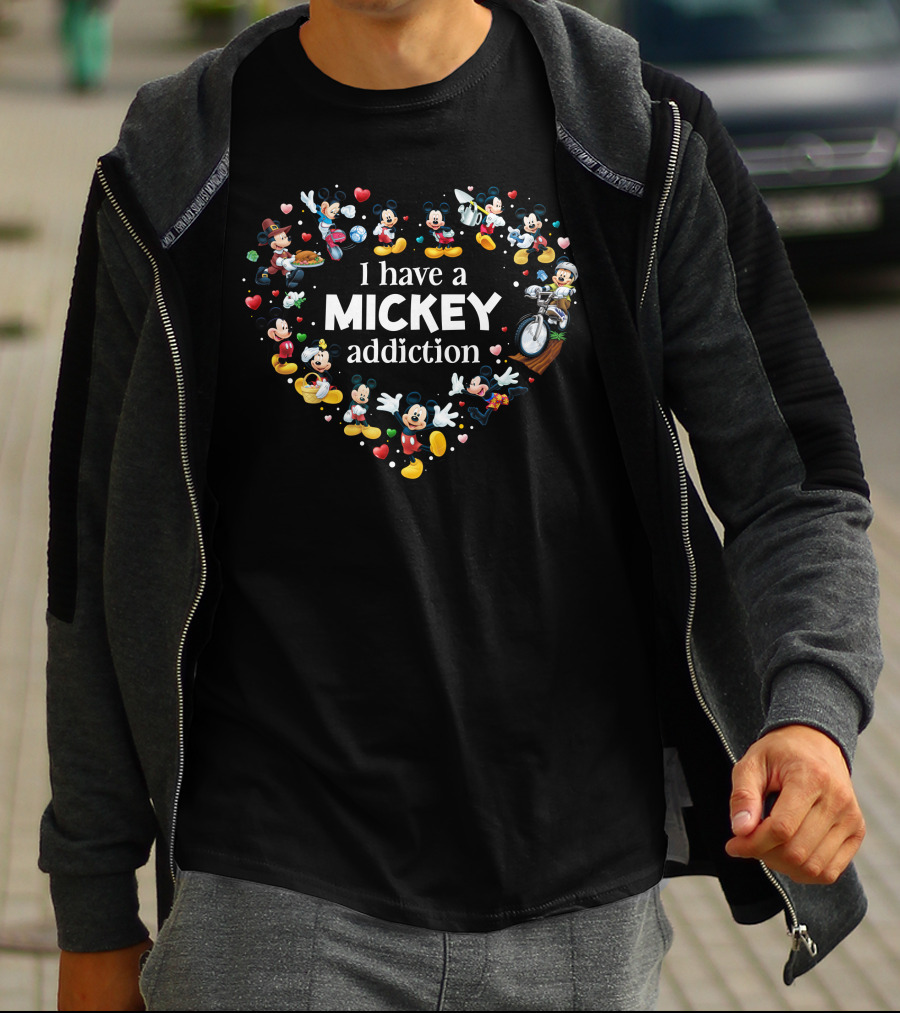 I Have A Mickey Addiction - Heart-Shaped Mickey Characters Collection T-Shirt