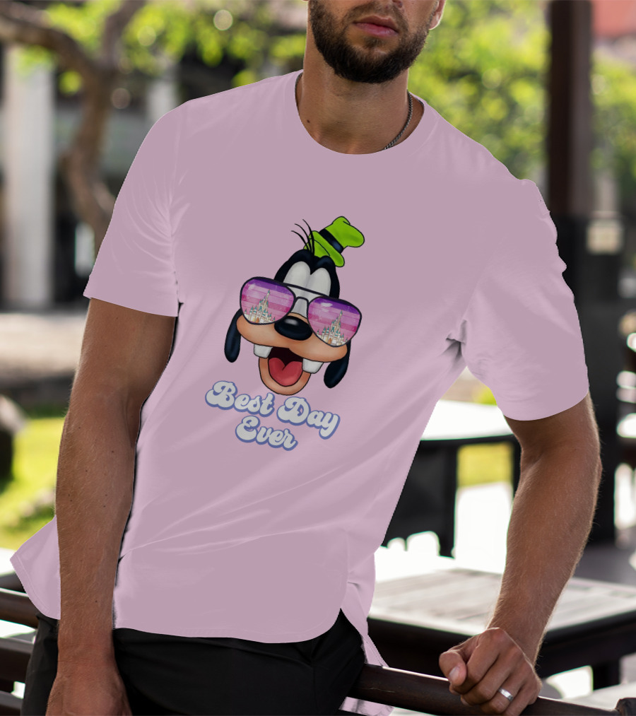Goofy Best Day Ever Sunglasses Castle Reflection T-Shirt