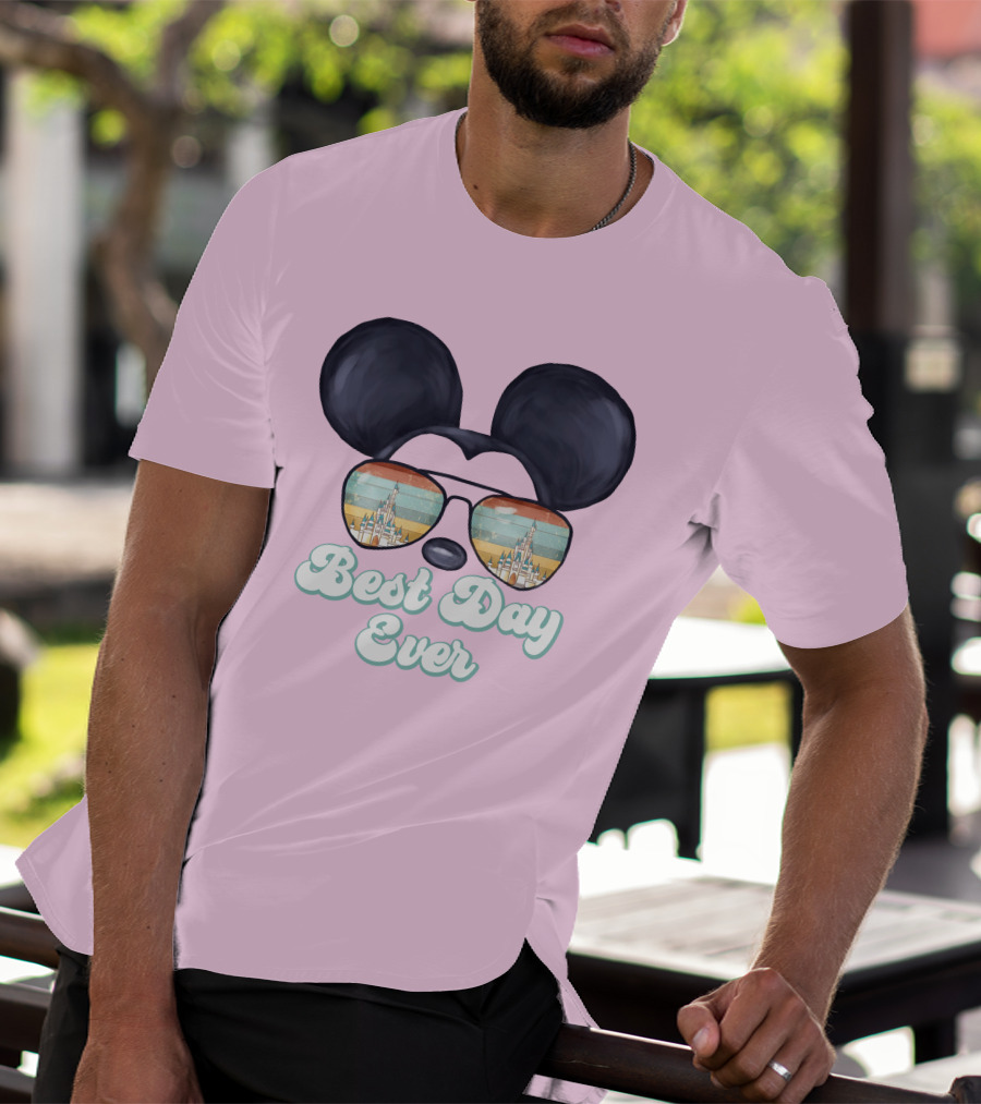 Mickey Best Day Ever Glasses Castle Retro T-Shirt