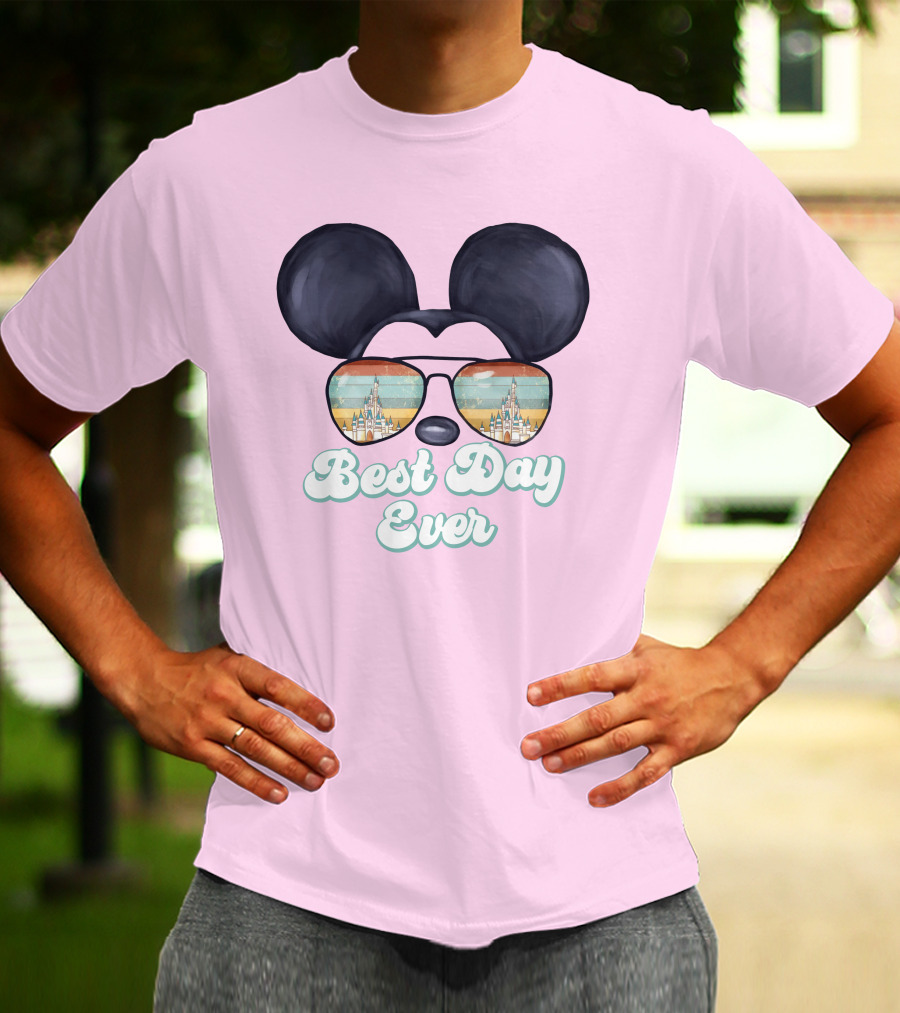 Mickey Best Day Ever Glasses Castle Retro T-Shirt