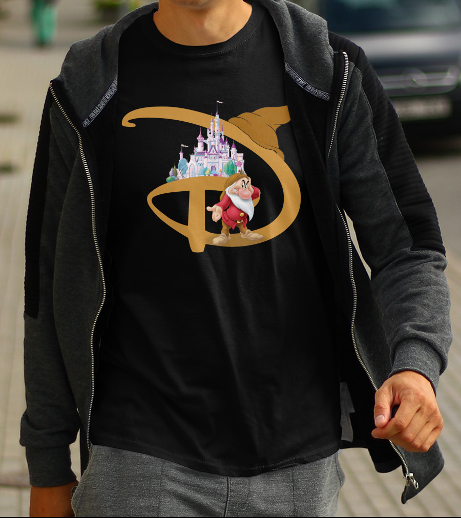 Grumpy With Castle And Character In Fantasy Setting T-Shirt