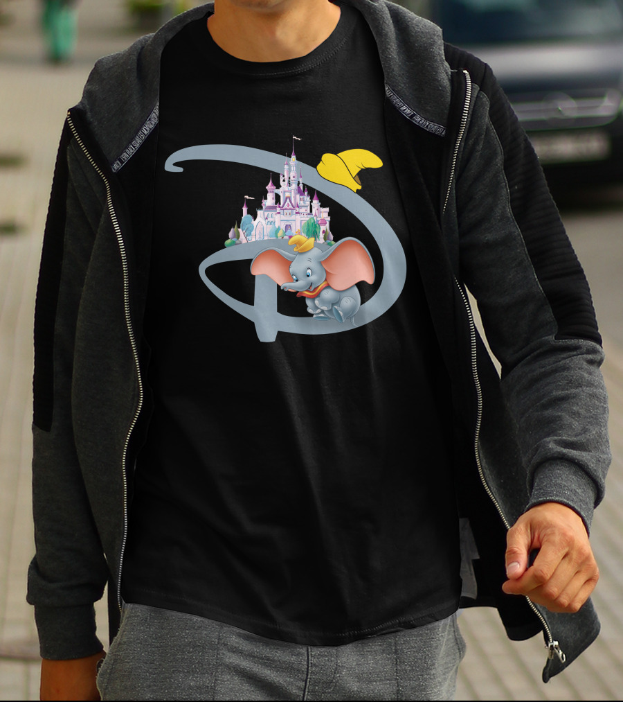 Disney Dumbo Castle With Iconic Hat And Letter D T-Shirt