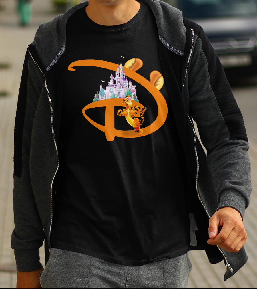 Tigger Disney Castle Icon With Orange D And Ears T-Shirt