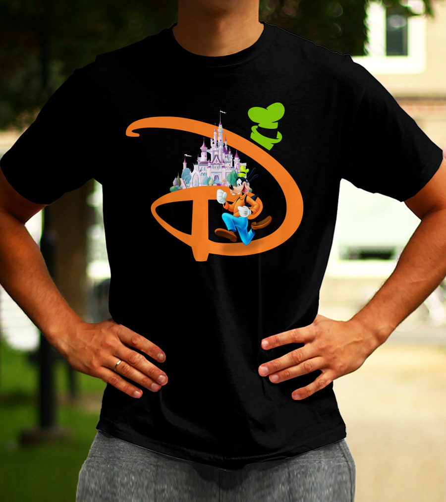 Disney Goofy Castle Icon With Green Hat Motif T-Shirt
