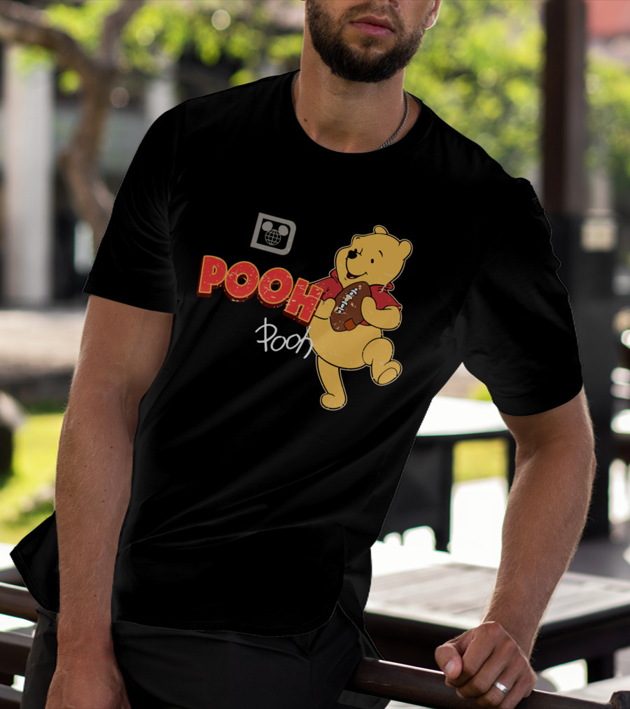 Pooh Football Holding Iconic Character With Vintage T-Shirt