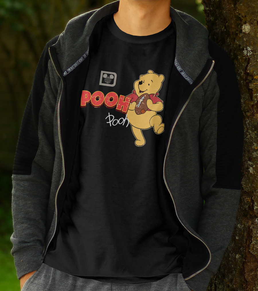 Pooh Football Holding Iconic Character With Vintage T-Shirt