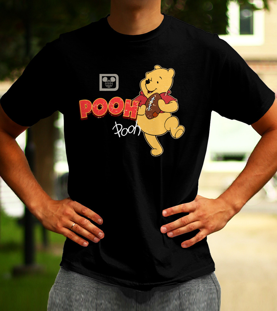 Pooh Football Holding Iconic Character With Vintage T-Shirt