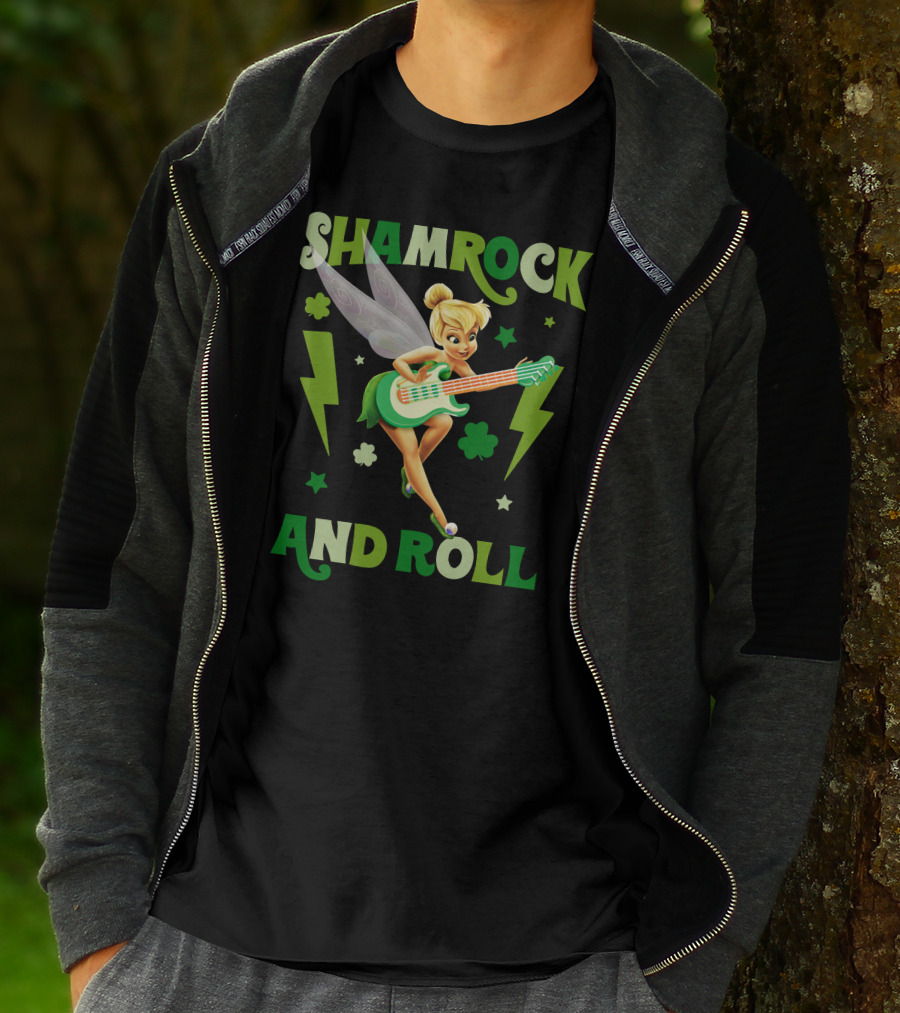 Shamrock And Roll Tinkerbell Guitar Fairy T-Shirt