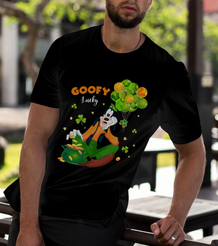 Goofy Lucky St. Patrick's Day Balloons And Shamrocks T-Shirt