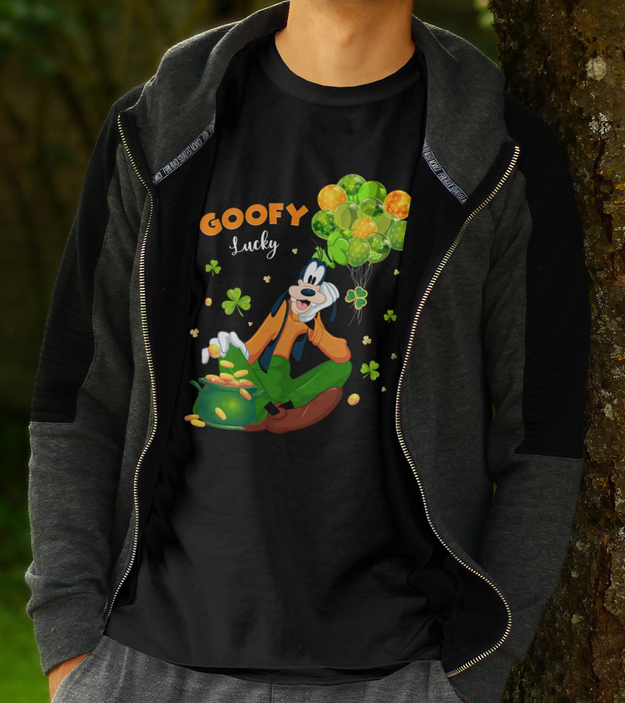Goofy Lucky St. Patrick's Day Balloons And Shamrocks T-Shirt