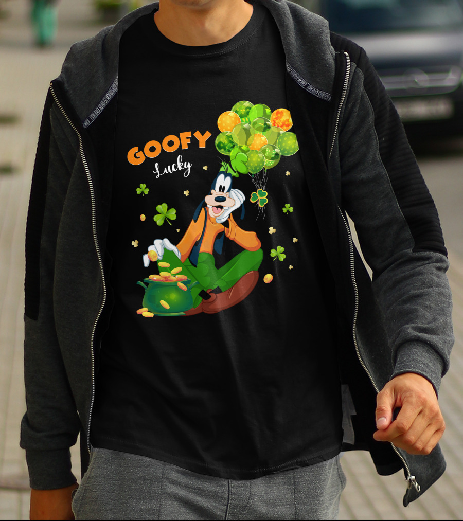Goofy Lucky St. Patrick's Day Balloons And Shamrocks T-Shirt