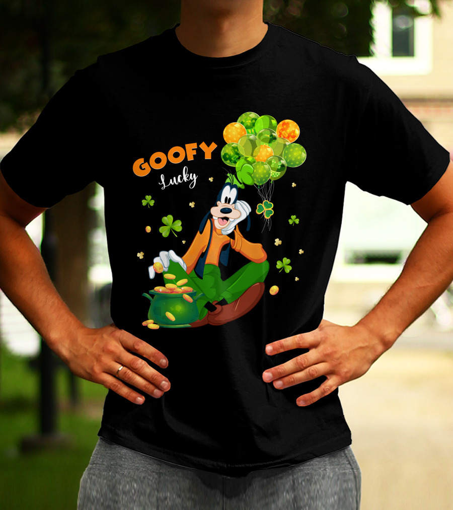 Goofy Lucky St. Patrick's Day Balloons And Shamrocks T-Shirt