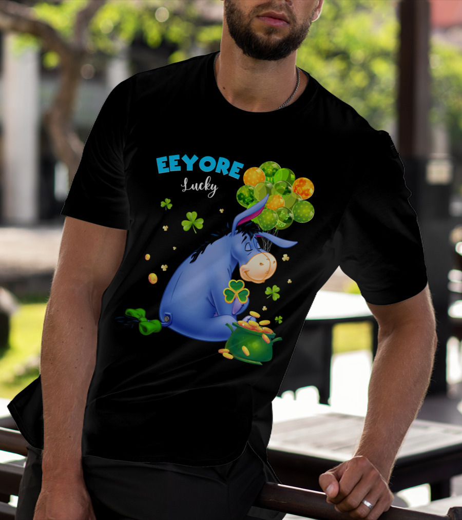 Eeyore Lucky Shamrock Coins Balloon Cluster T-Shirt