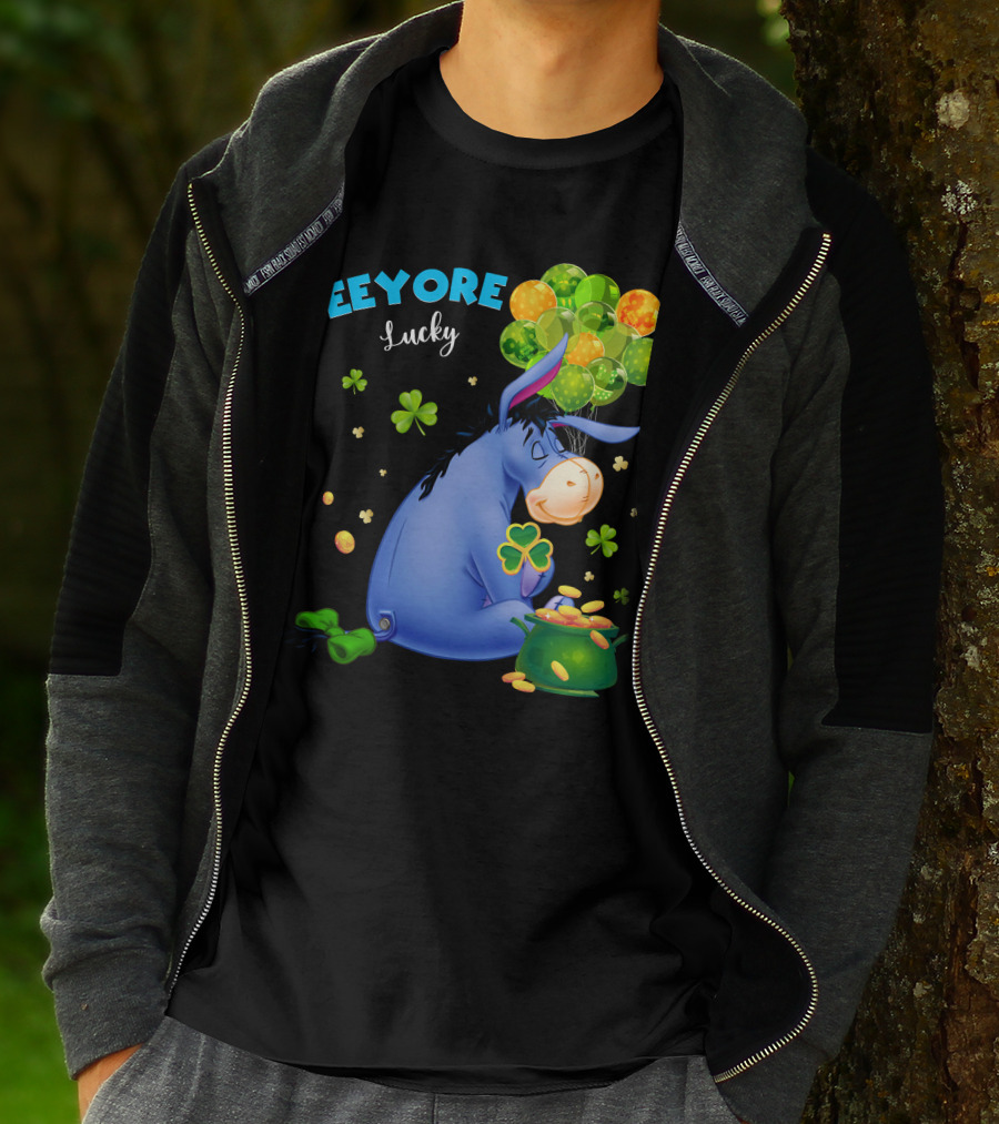 Eeyore Lucky Shamrock Coins Balloon Cluster T-Shirt