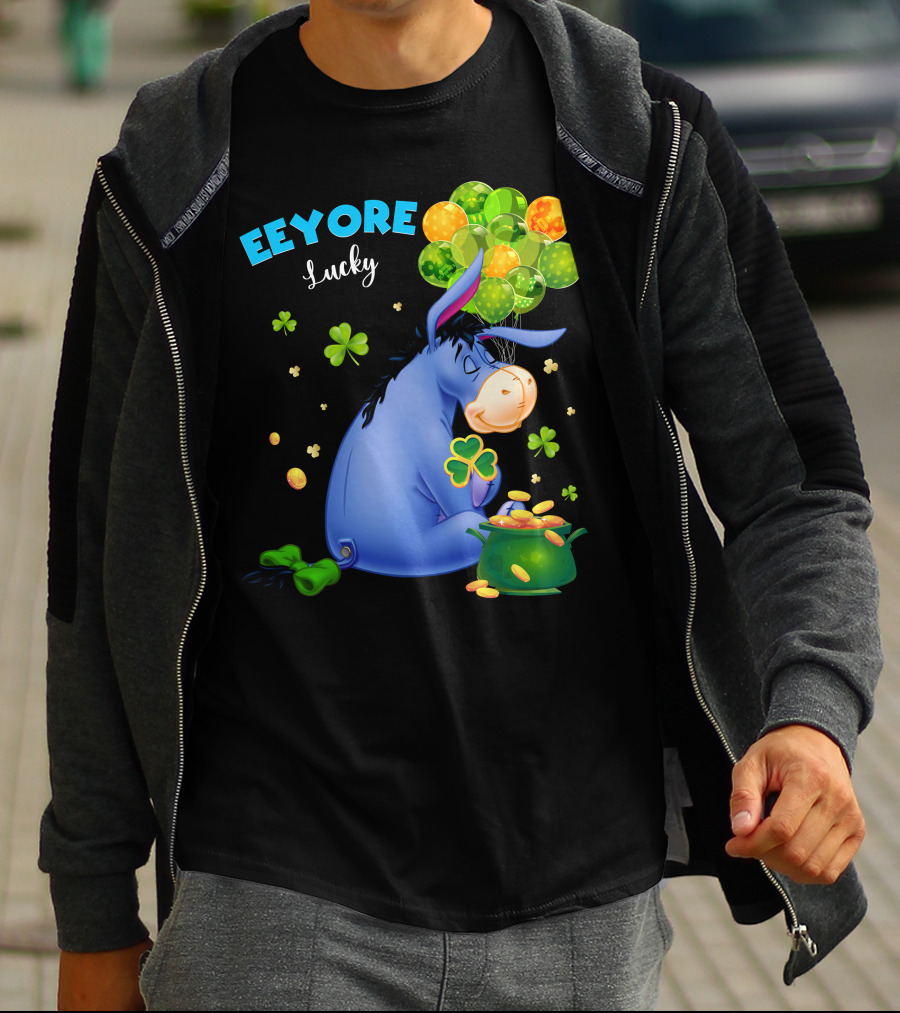 Eeyore Lucky Shamrock Coins Balloon Cluster T-Shirt
