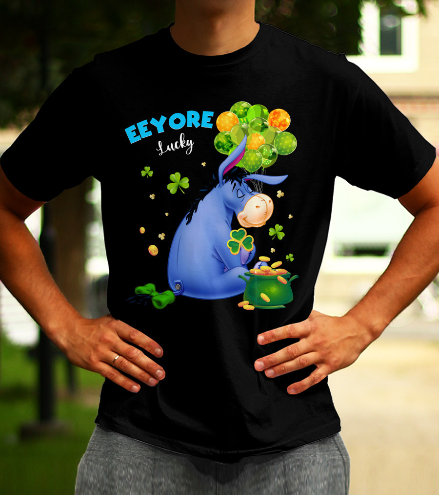 Eeyore Lucky Shamrock Coins Balloon Cluster T-Shirt