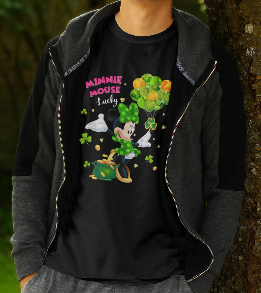 Minnie Mouse Lucky Balloons Shamrocks Coins T-Shirt