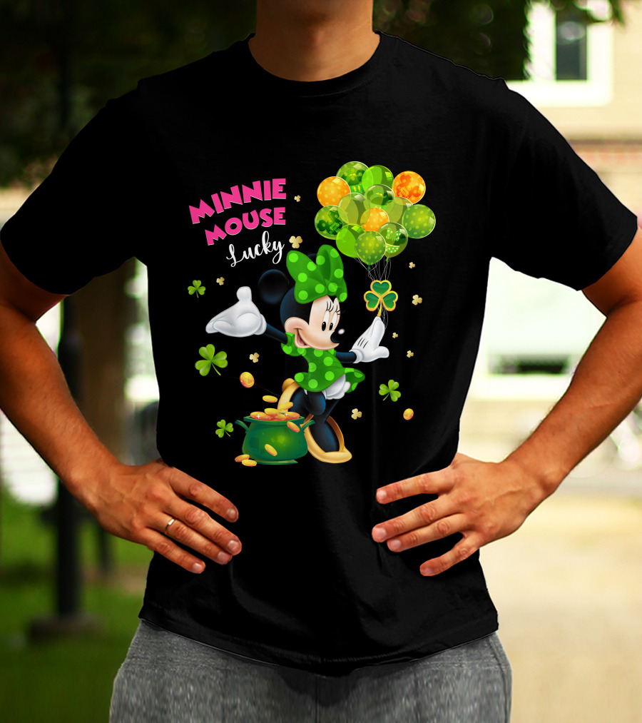 Minnie Mouse Lucky Balloons Shamrocks Coins T-Shirt