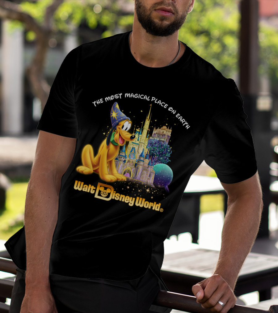 Walt Disney World The Most Magical Place On Earth Pluto Magical Castle T-Shirt