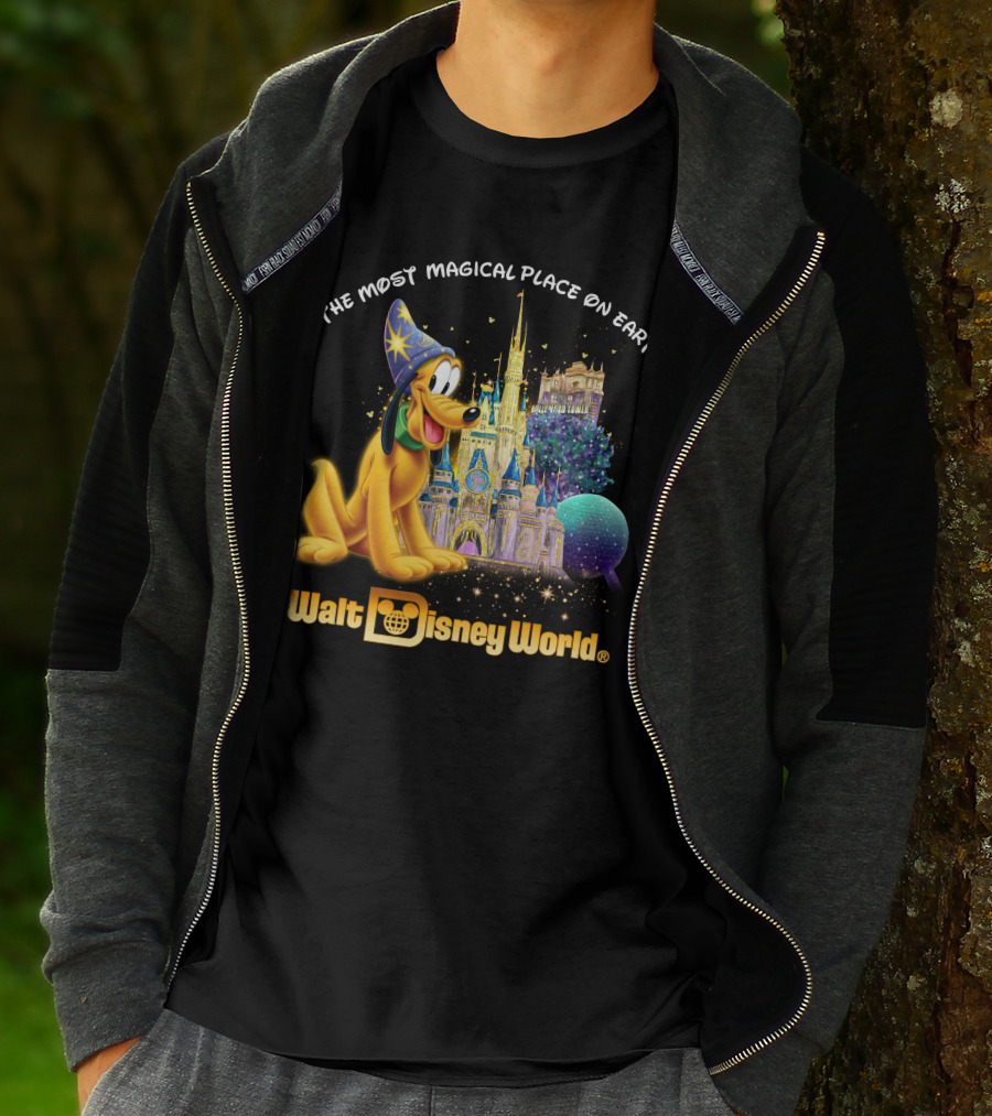 Walt Disney World The Most Magical Place On Earth Pluto Magical Castle T-Shirt