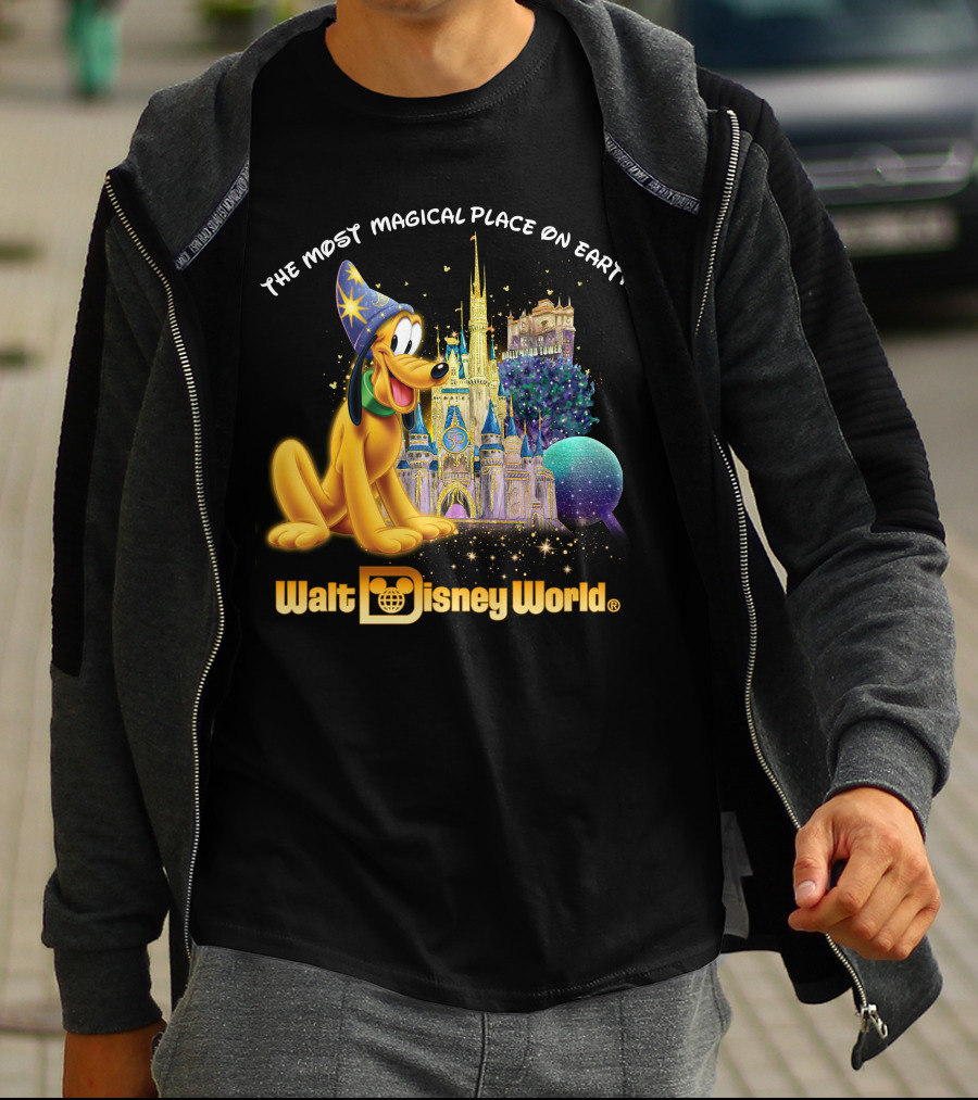 Walt Disney World The Most Magical Place On Earth Pluto Magical Castle T-Shirt