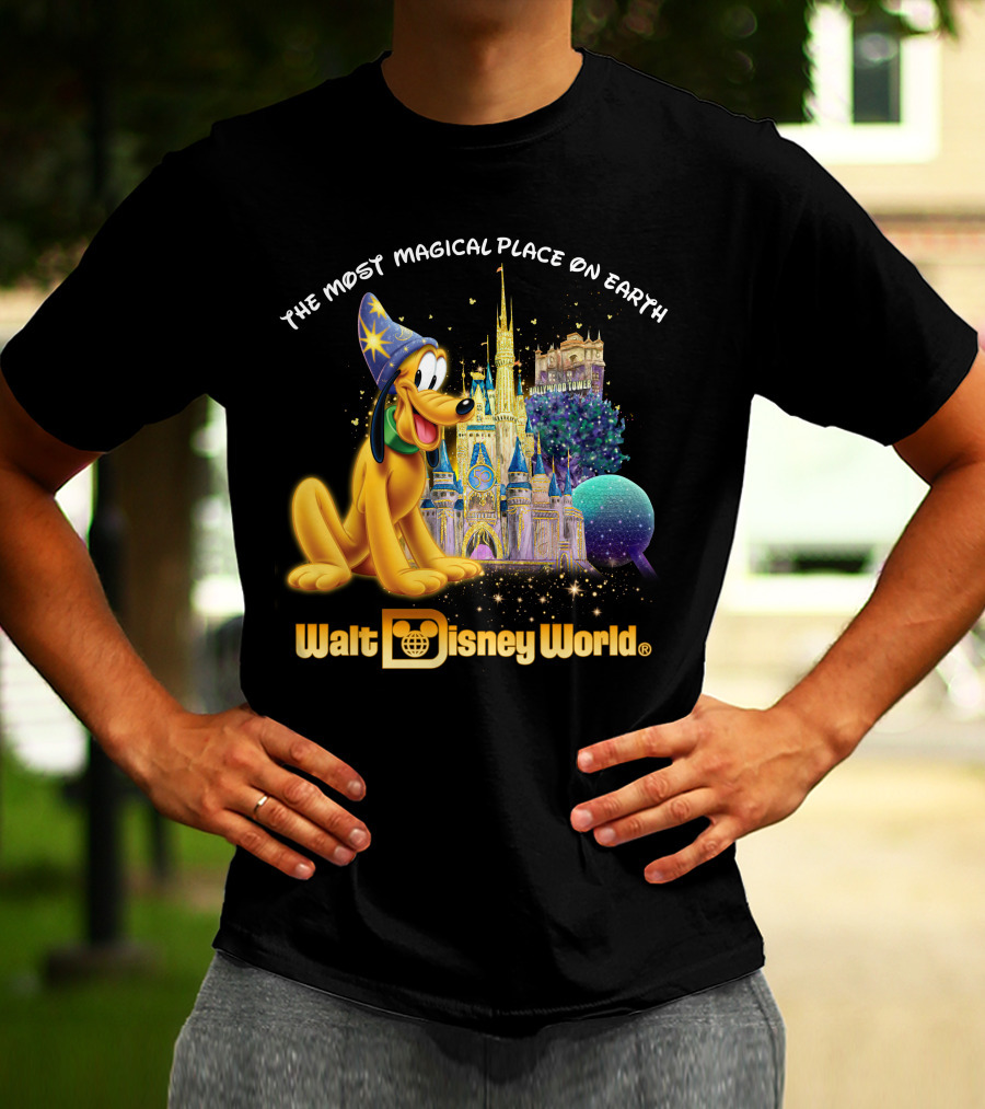 Walt Disney World The Most Magical Place On Earth Pluto Magical Castle T-Shirt