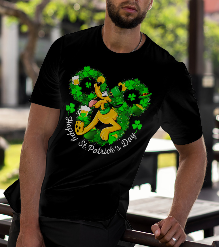 Happy St. Patrick's Day Pluto Shamrock And Hat Celebration T-Shirt