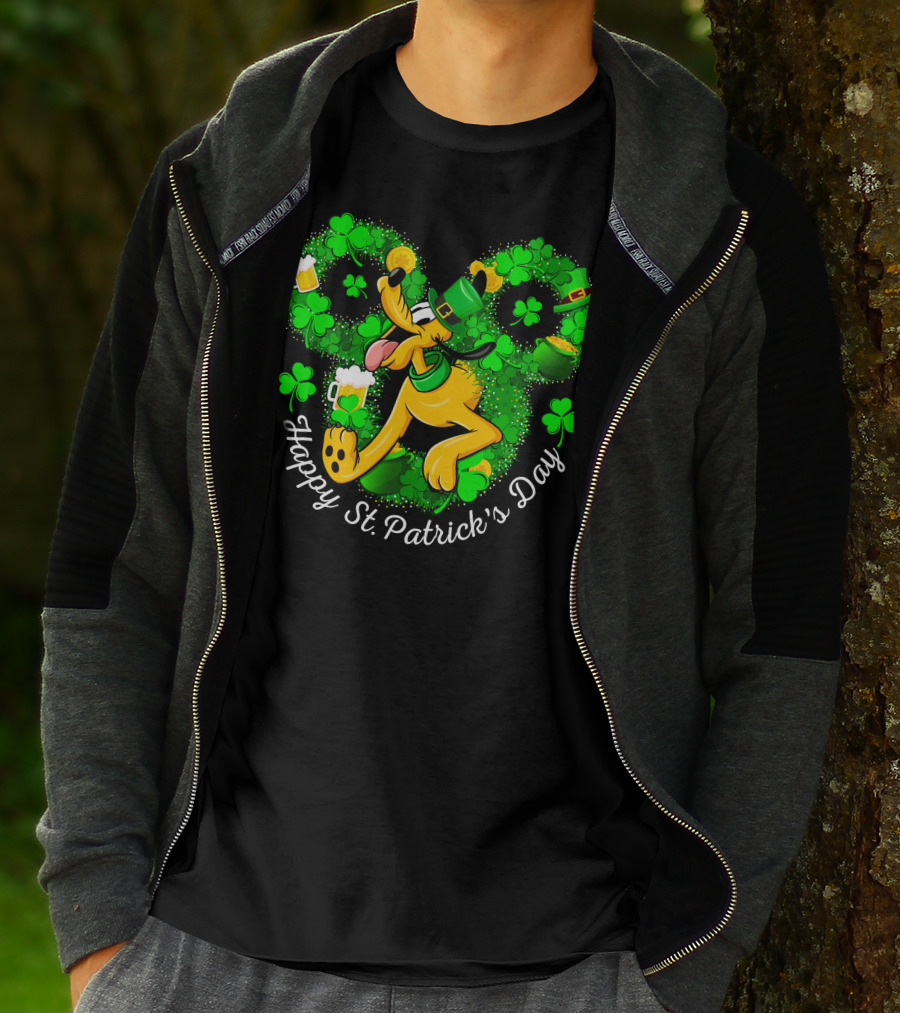 Happy St. Patrick's Day Pluto Shamrock And Hat Celebration T-Shirt