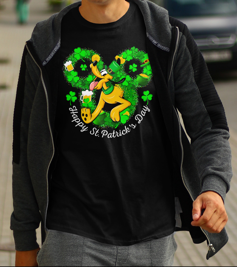 Happy St. Patrick's Day Pluto Shamrock And Hat Celebration T-Shirt