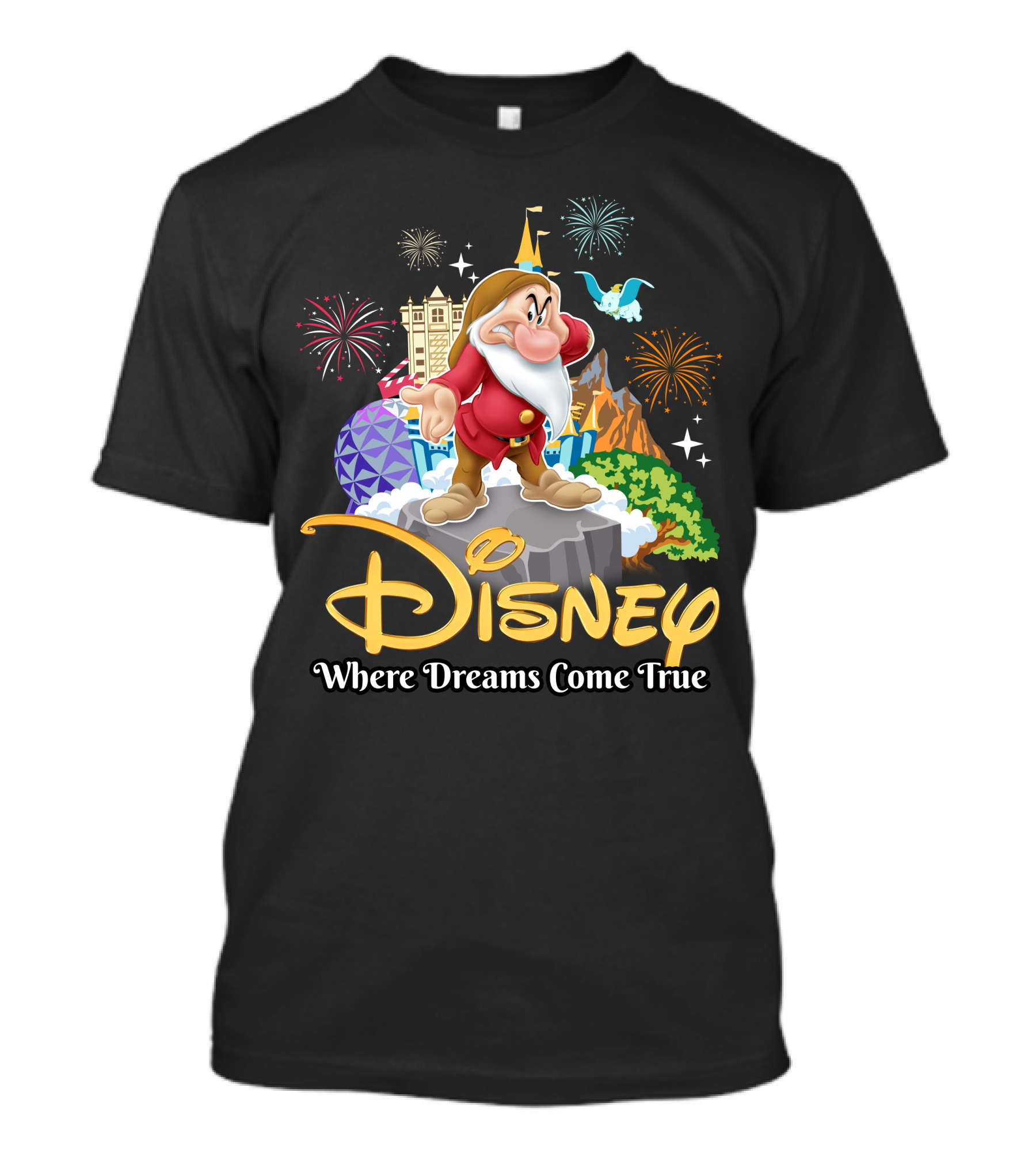 Disney Grumpy Where Dreams Come True Fireworks Celebration T-Shirt
