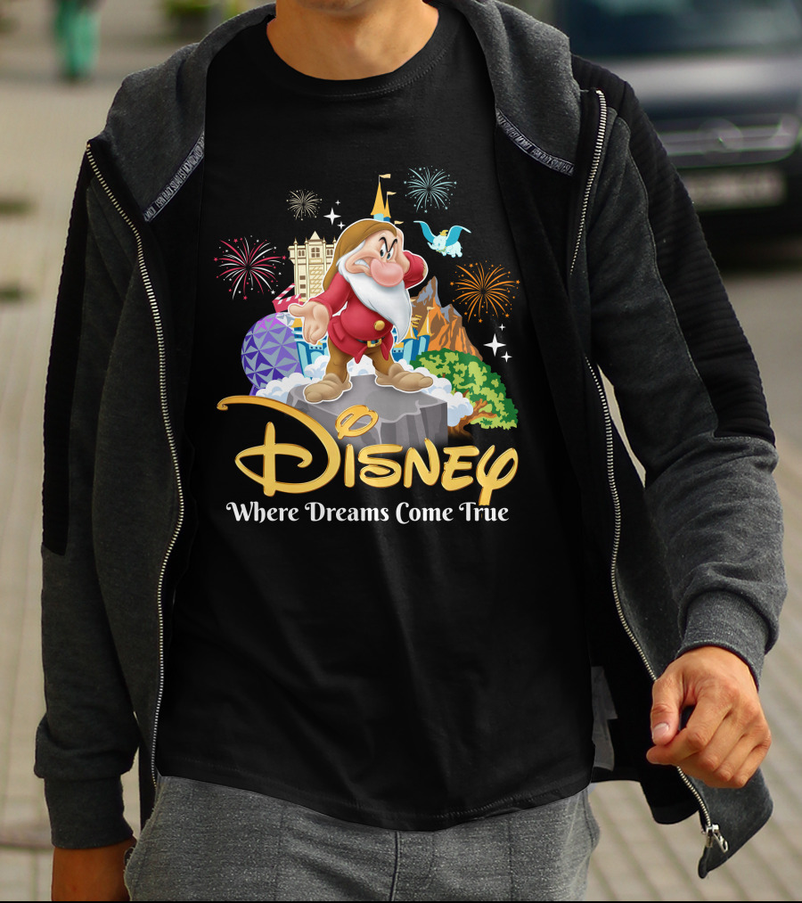Disney Grumpy Where Dreams Come True Fireworks Celebration T-Shirt