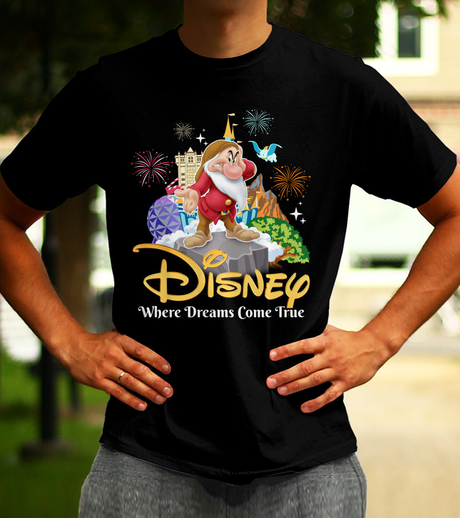 Disney Grumpy Where Dreams Come True Fireworks Celebration T-Shirt
